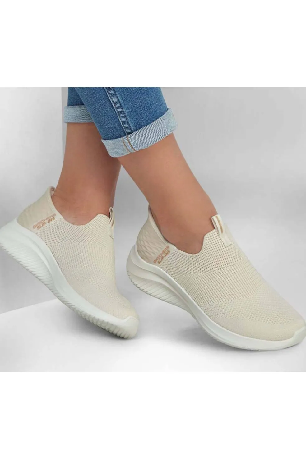 Zapatilla Mujer Skechers Slip ins Ultra Flex 3.0 Cozy Streak 149708 Natural