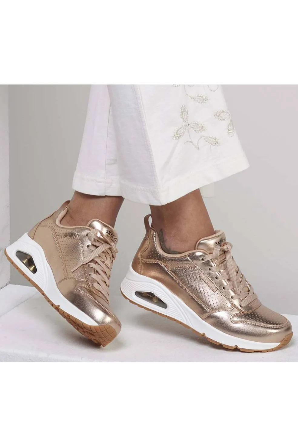 Zapatilla Mujer Skechers Uno Metallixs 177109 RSGD Rose Gold