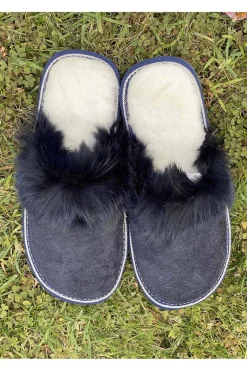 Zapatillas de Casa de Piel Mujer Medinapiel 24601 Marino