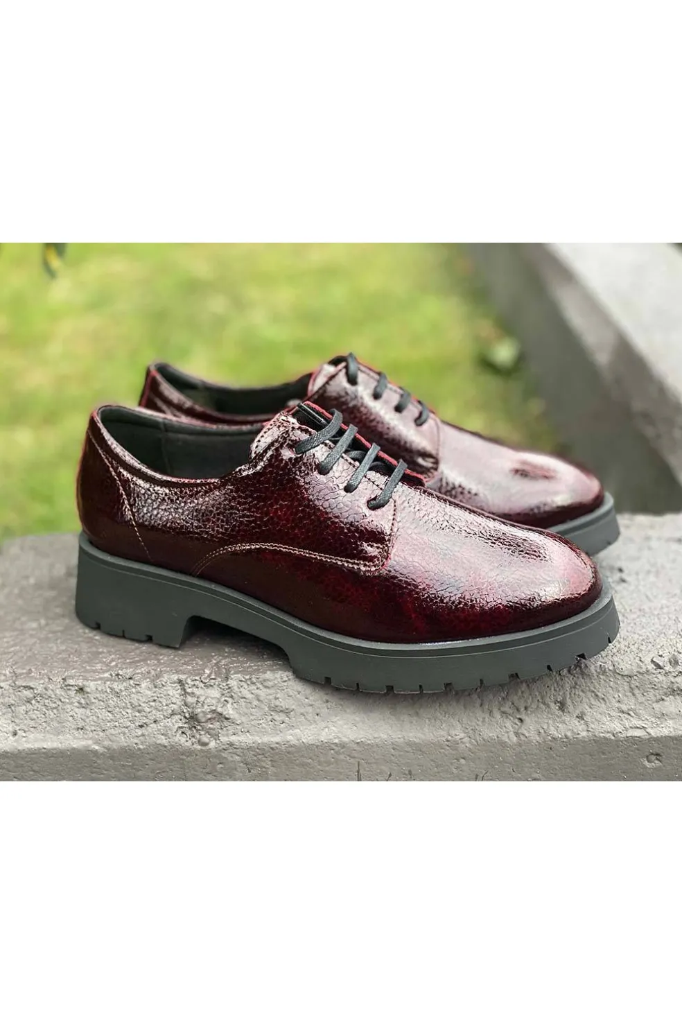 Zapato mujer Baerchi Rebeca 52250 Charol Grabado Burdeos